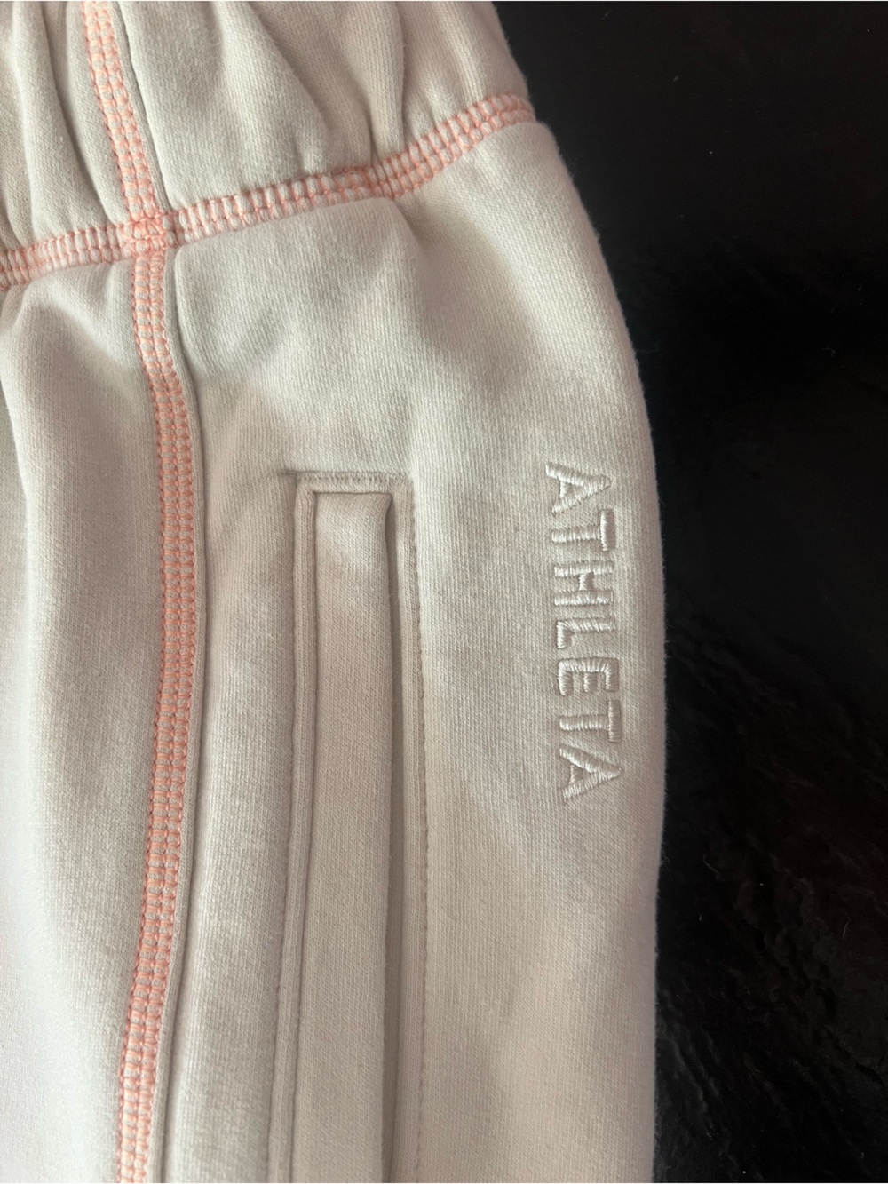 Athleta Cream Joggers with Orange Piping - Picture 2 of 5